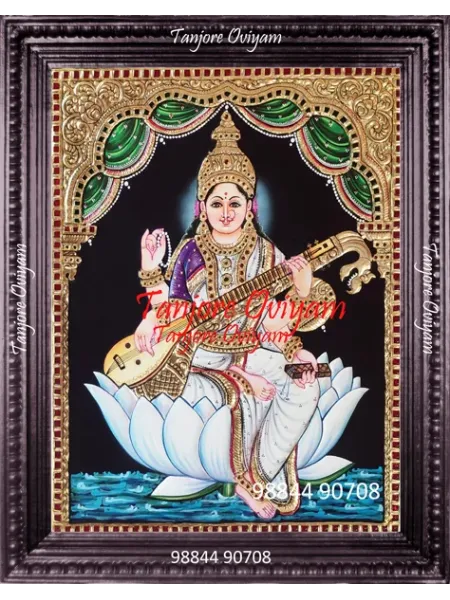Lotus Saraswathi Tanjore Painting